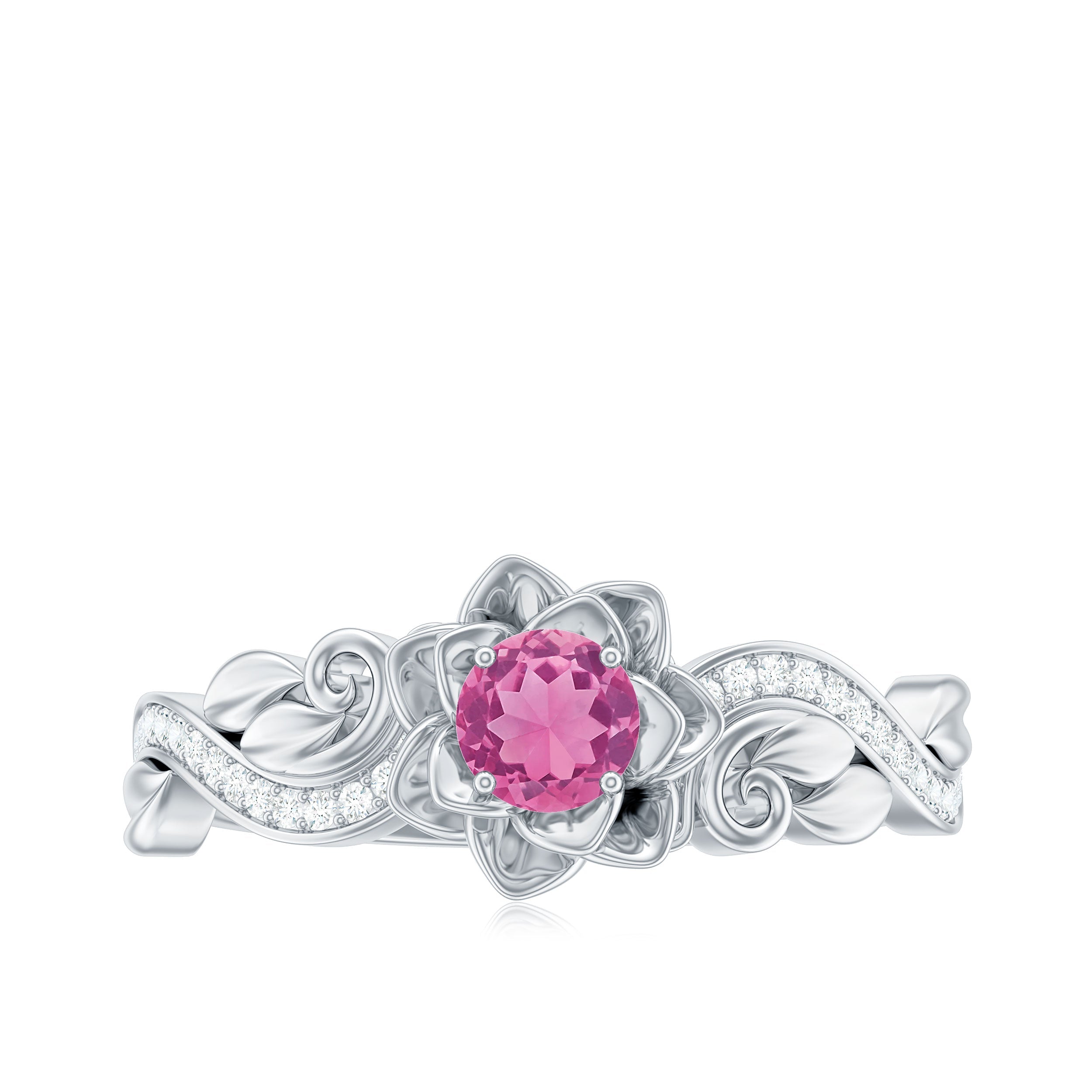 Flower Inspired Pink Tourmaline and Diamond Engagement Ring
