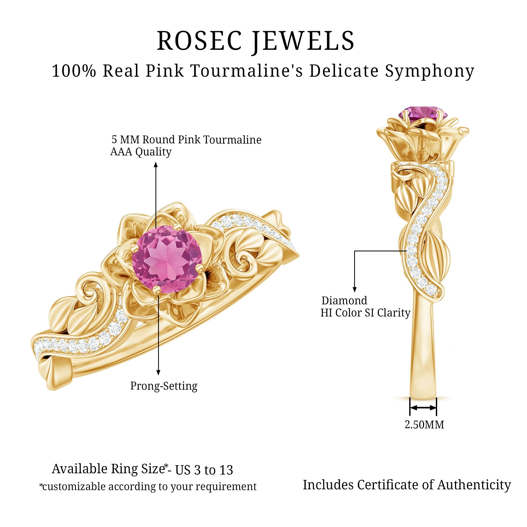 Flower Inspired Pink Tourmaline and Diamond Engagement Ring