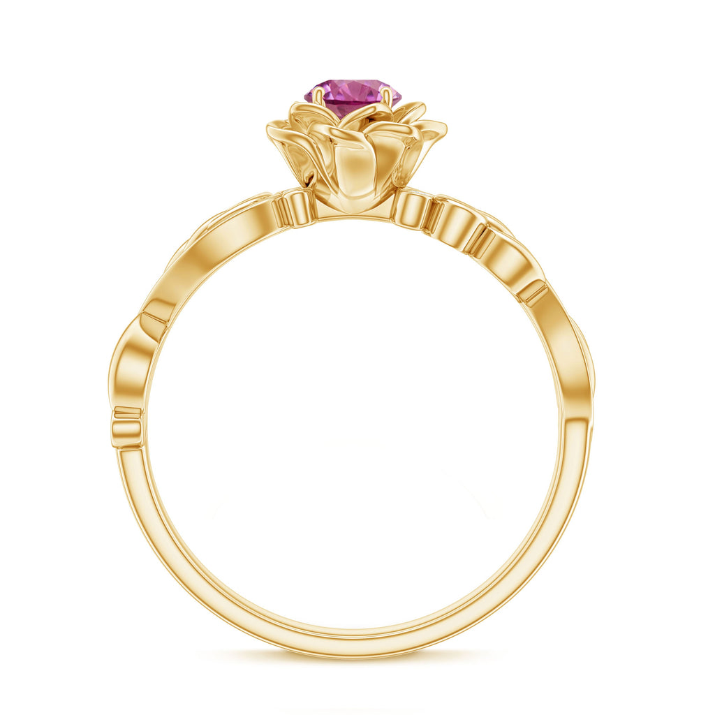 Flower Inspired Pink Tourmaline and Diamond Engagement Ring
