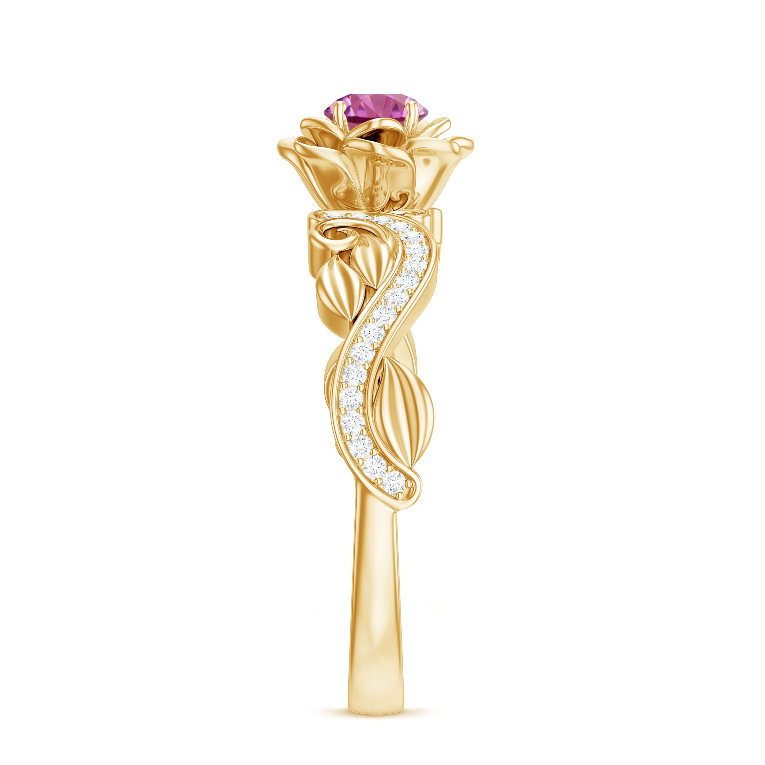 Flower Inspired Pink Tourmaline and Diamond Engagement Ring