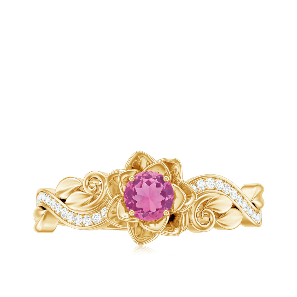 Flower Inspired Pink Tourmaline and Diamond Engagement Ring