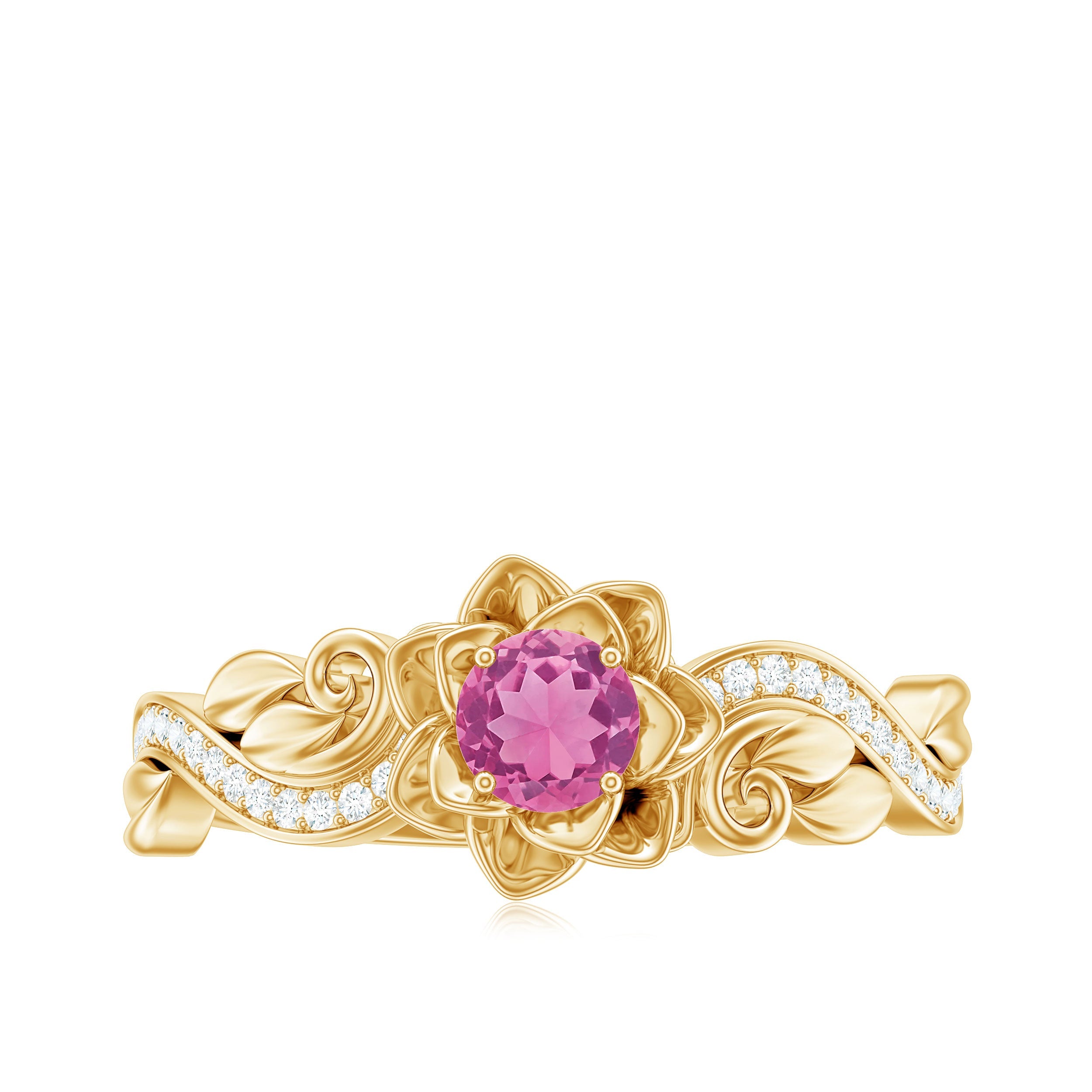 Flower Inspired Pink Tourmaline and Diamond Engagement Ring