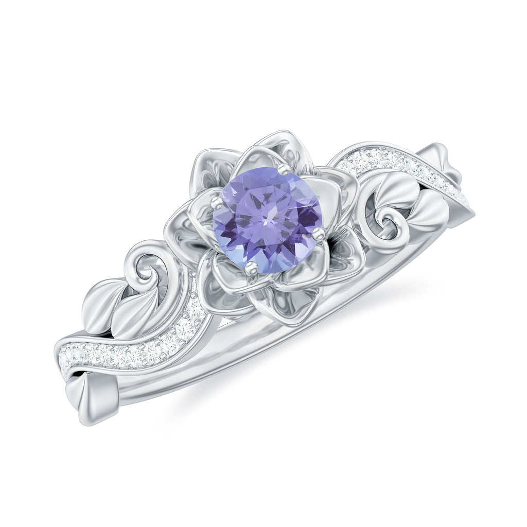 Nature Inspired Tanzanite Engagement Ring with Diamond