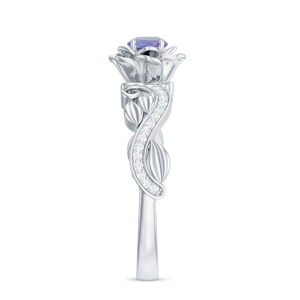 Nature Inspired Tanzanite Engagement Ring with Diamond