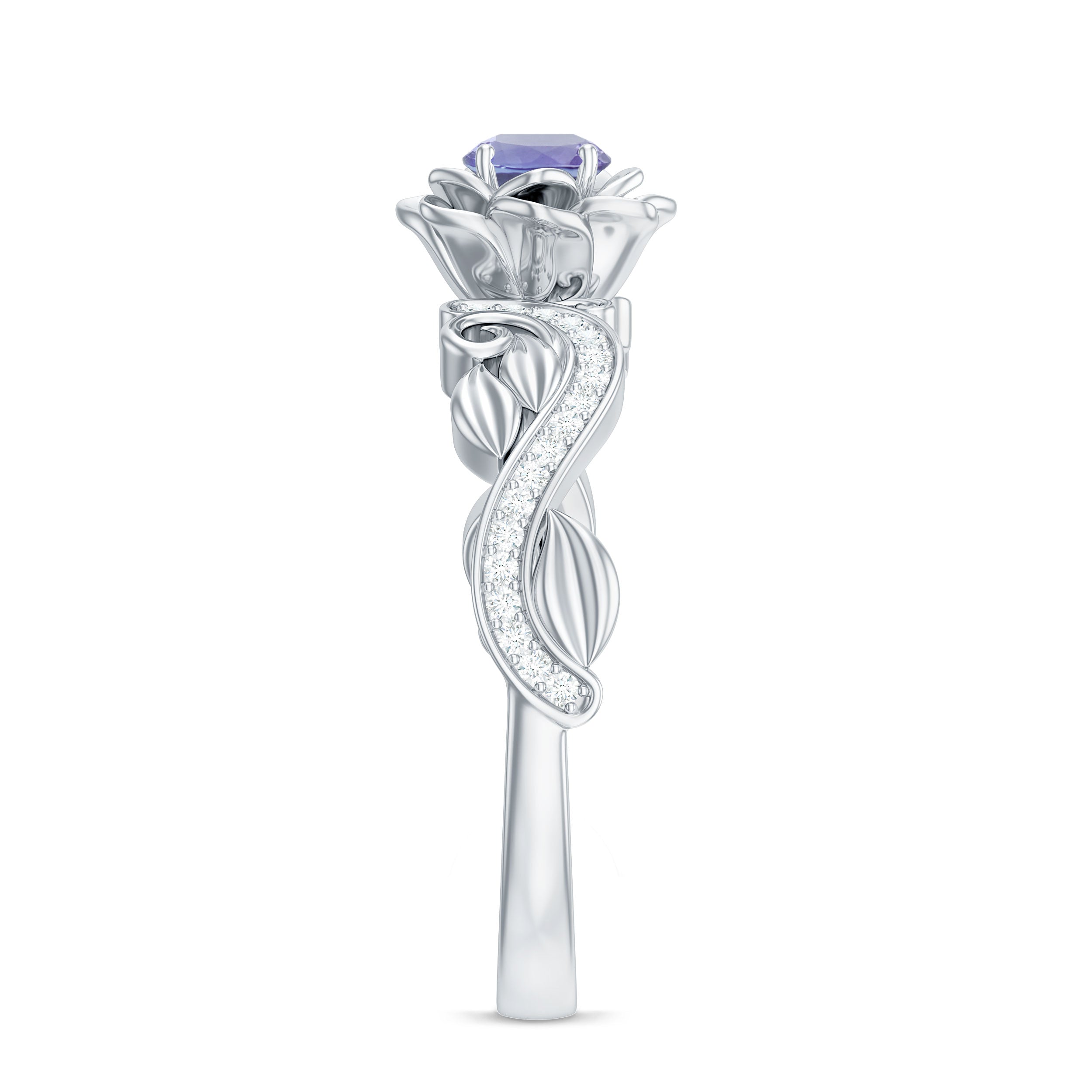 Nature Inspired Tanzanite Engagement Ring with Diamond