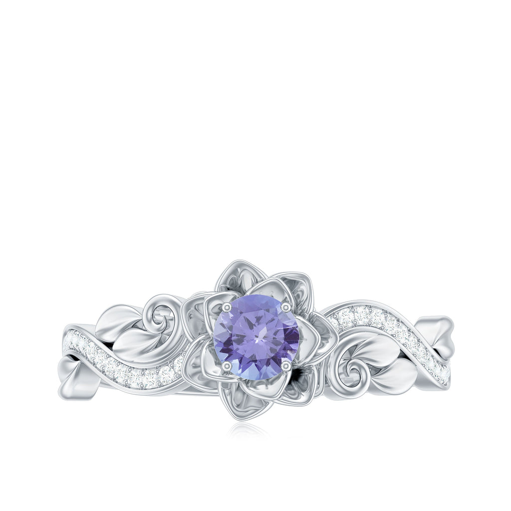 Nature Inspired Tanzanite Engagement Ring with Diamond