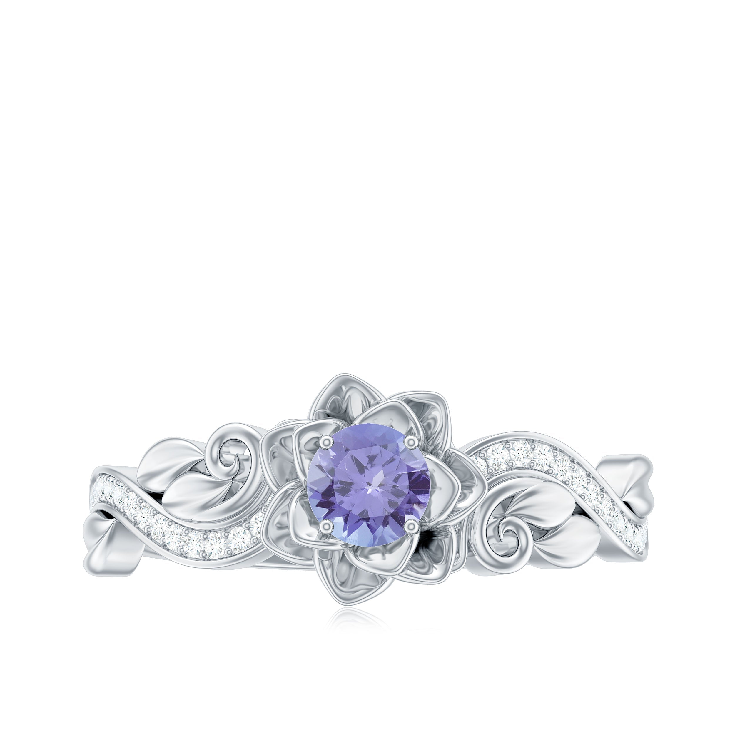 Nature Inspired Tanzanite Engagement Ring with Diamond