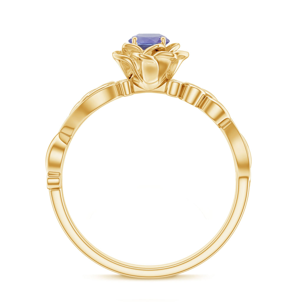 Nature Inspired Tanzanite Engagement Ring with Diamond