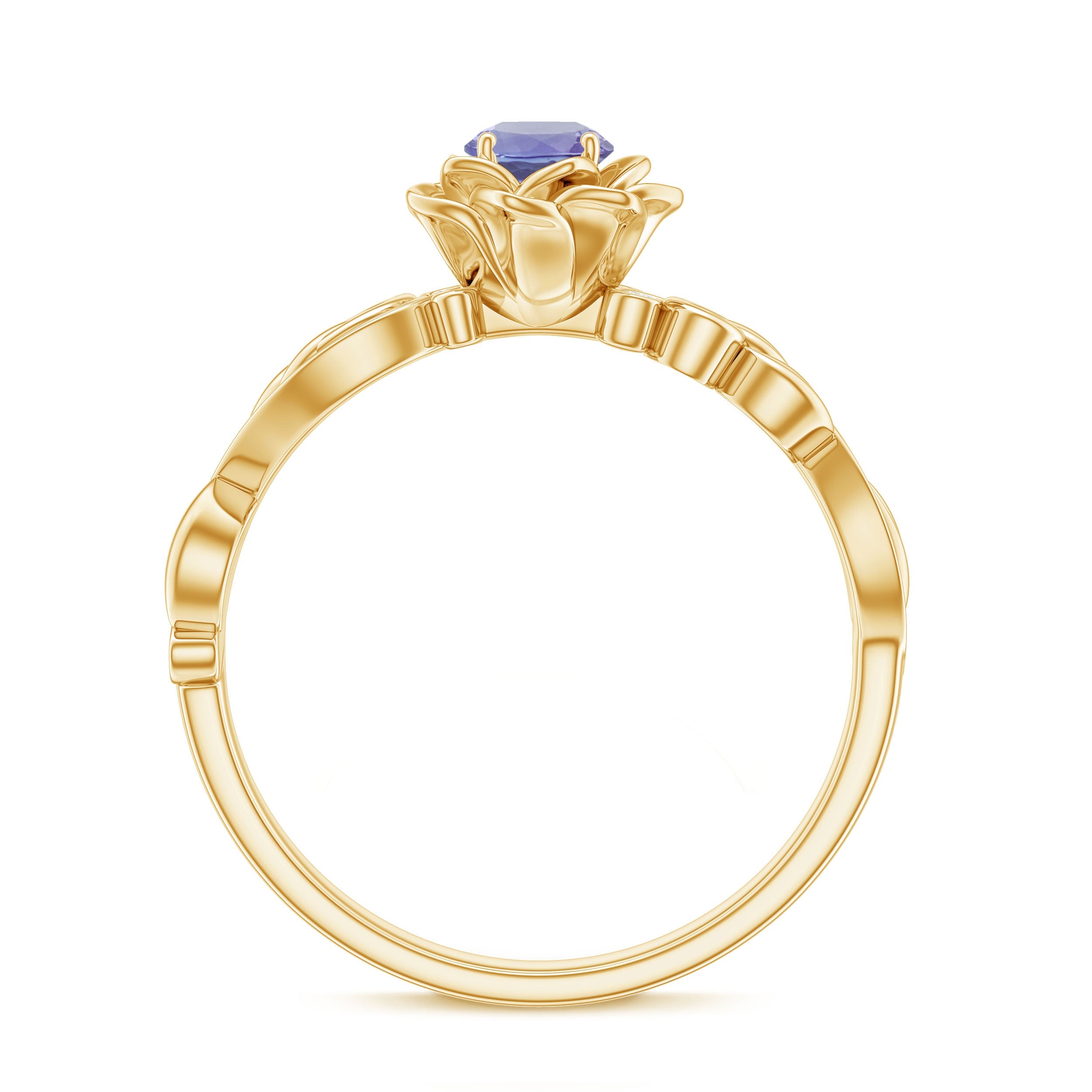 Nature Inspired Tanzanite Engagement Ring with Diamond
