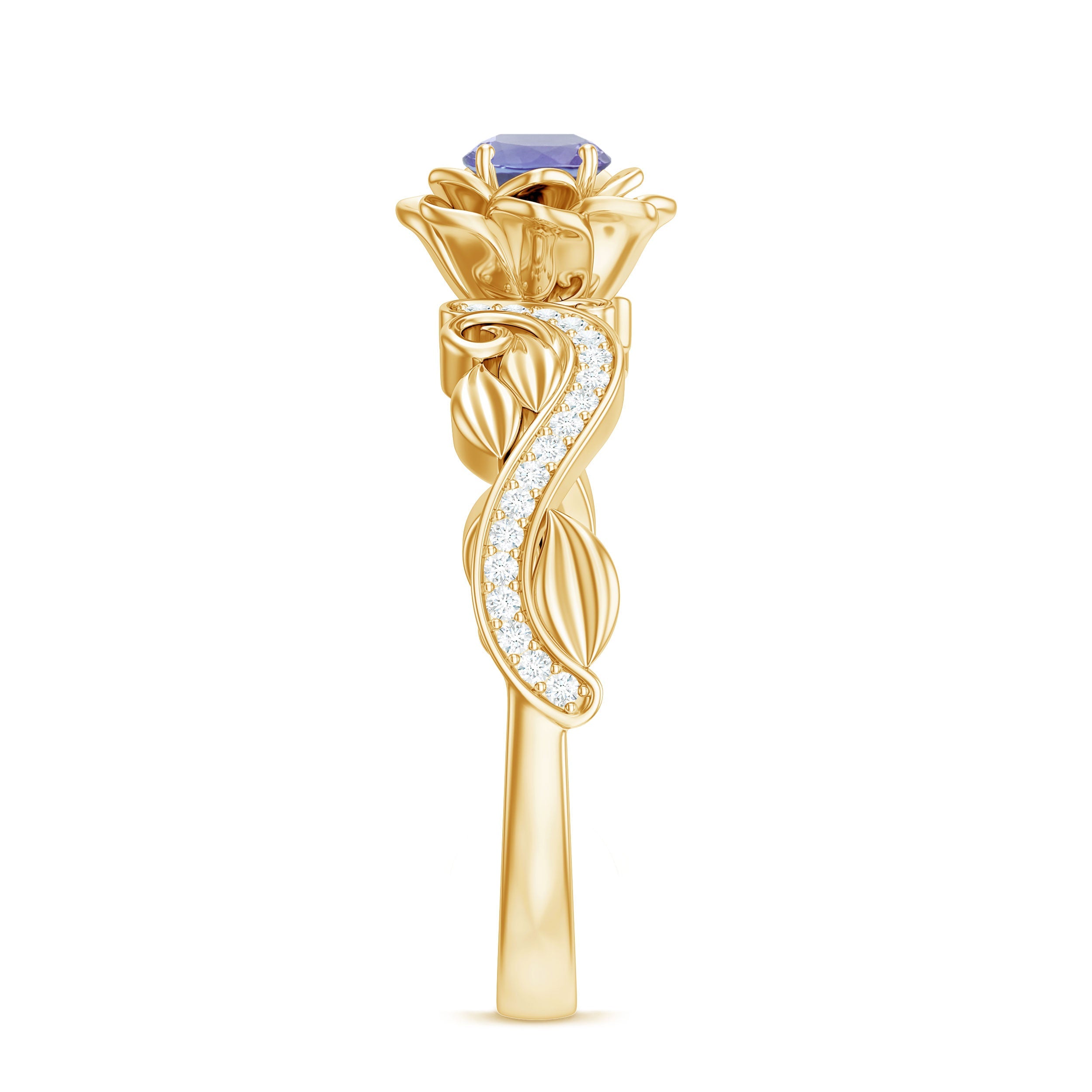 Nature Inspired Tanzanite Engagement Ring with Diamond