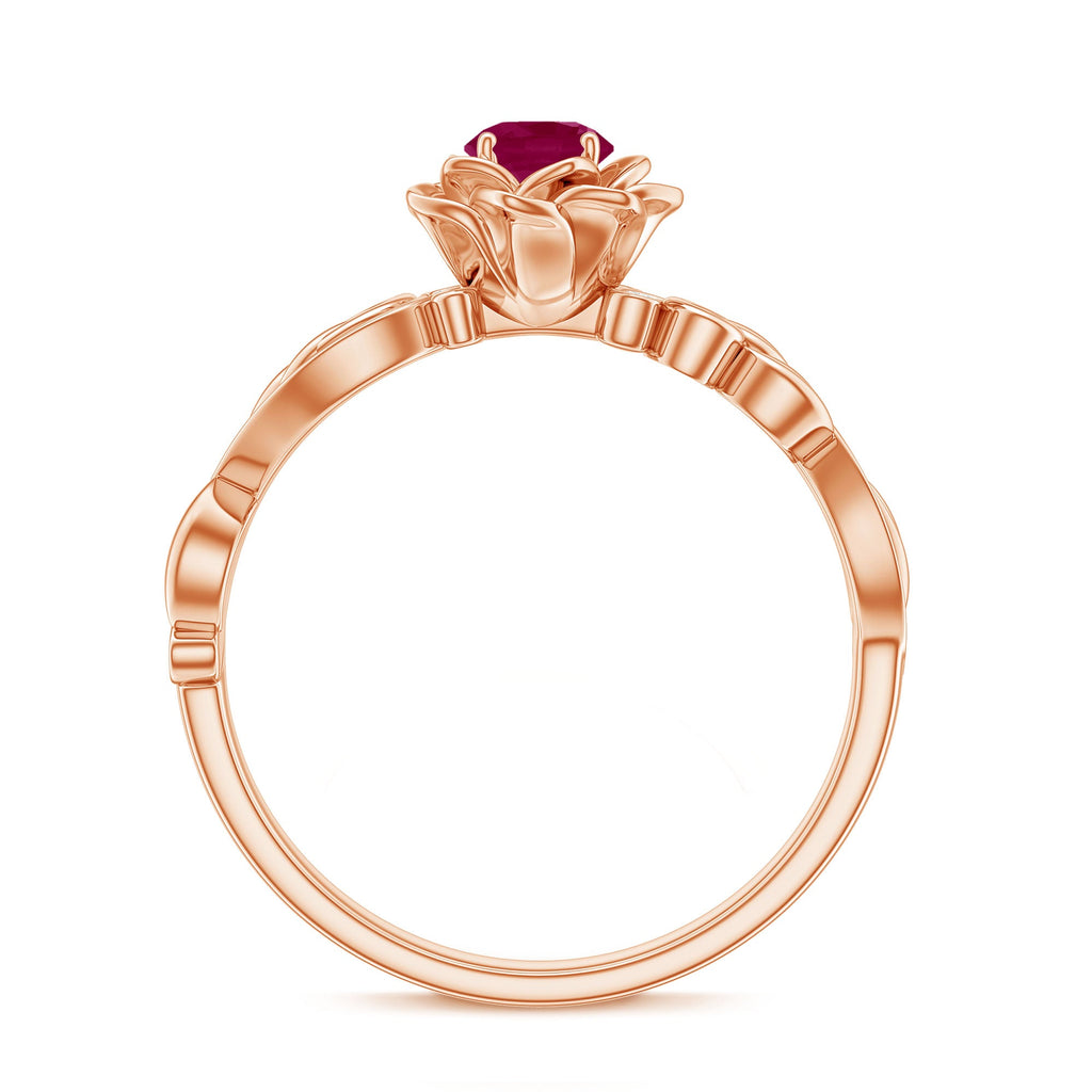 Flower Inspired Ruby and Diamond Engagement Ring
