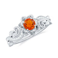 Flower Inspired Fire Opal and Diamond Engagement Ring