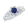 Flower Inspired Blue Sapphire and Diamond Engagement Ring