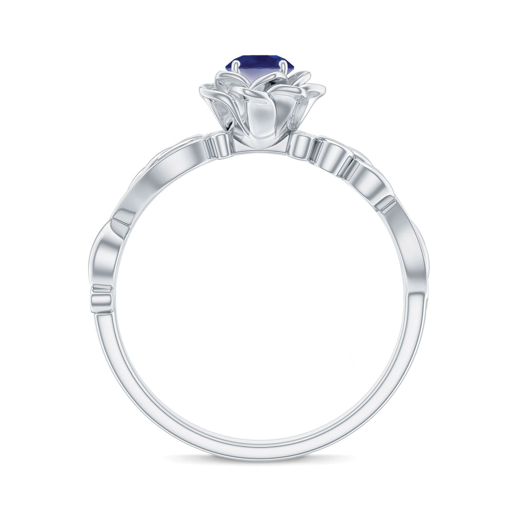 Flower Inspired Blue Sapphire and Diamond Engagement Ring