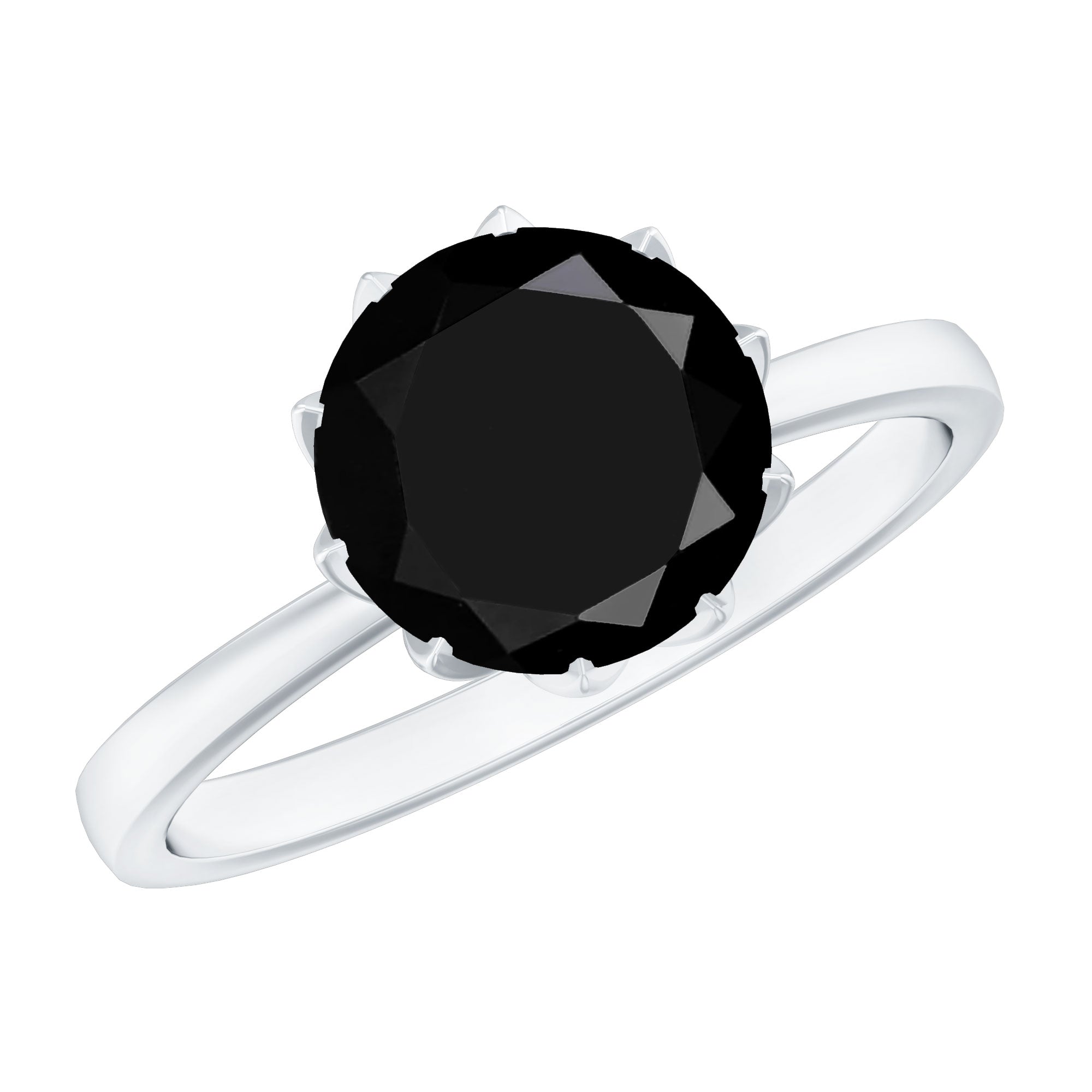 Natural 2.68 Carat Black Spinel Solitaire Engagement Ring
