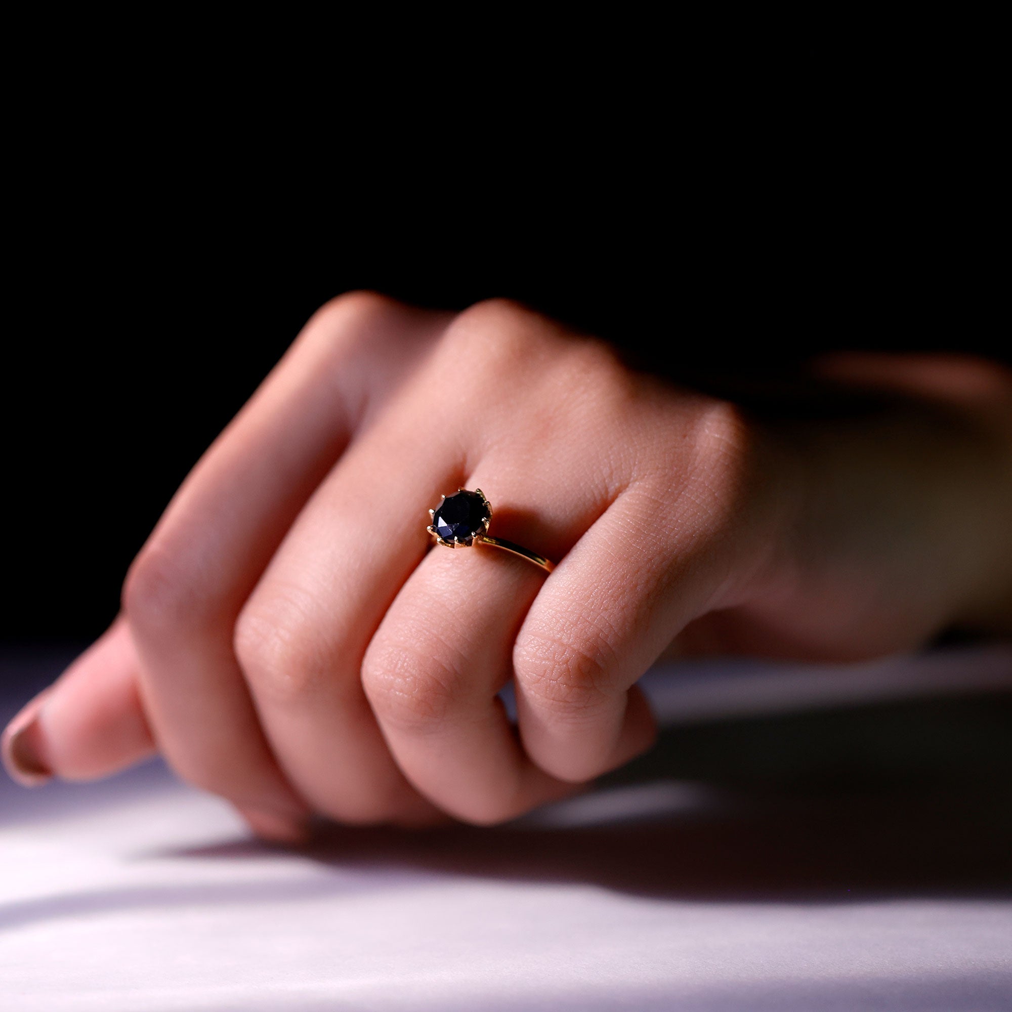 Natural 2.68 Carat Black Spinel Solitaire Engagement Ring