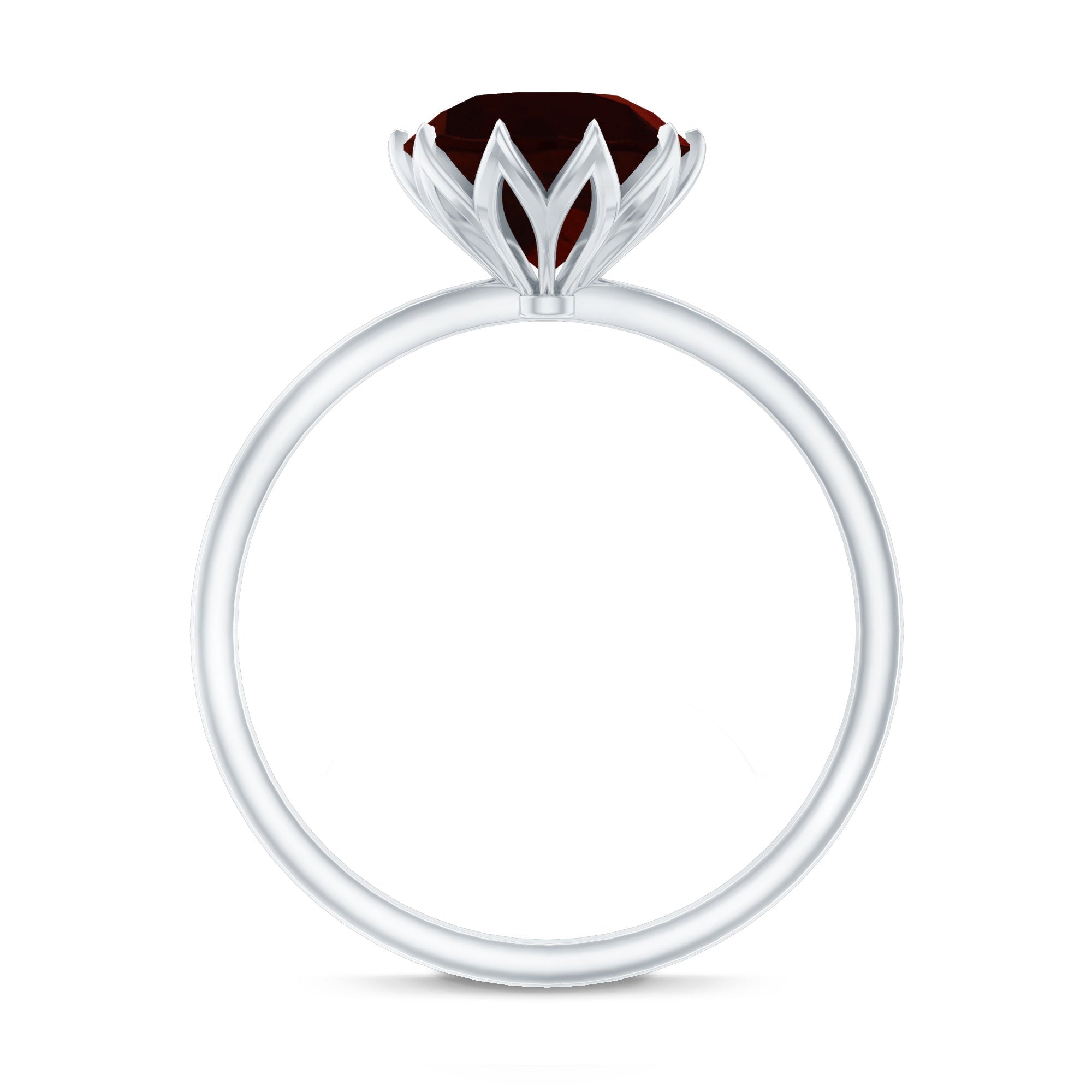 Natural 8mm Garnet Solitaire Engagement Ring