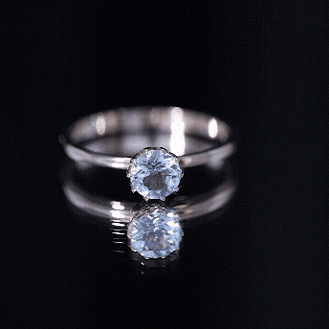 6MM Round Cut Aquamarine Solitaire Engagement Ring