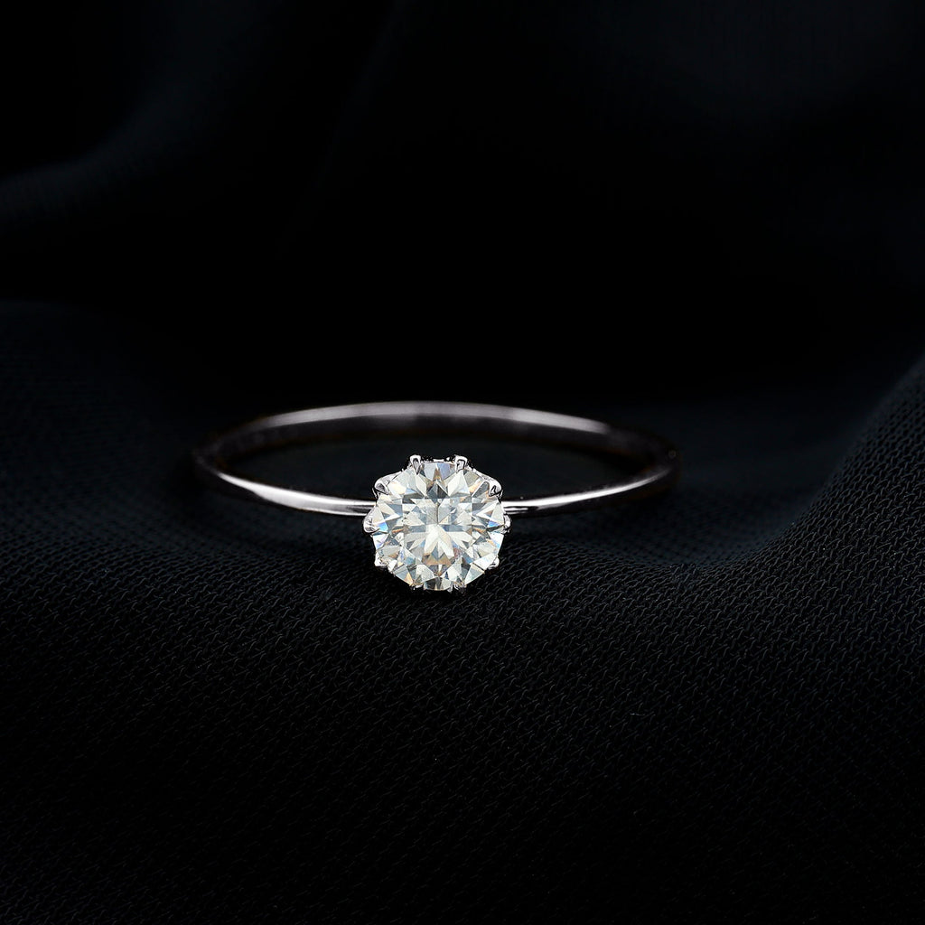 1 CT Moissanite Solitaire Ring in Lotus Basket Setting