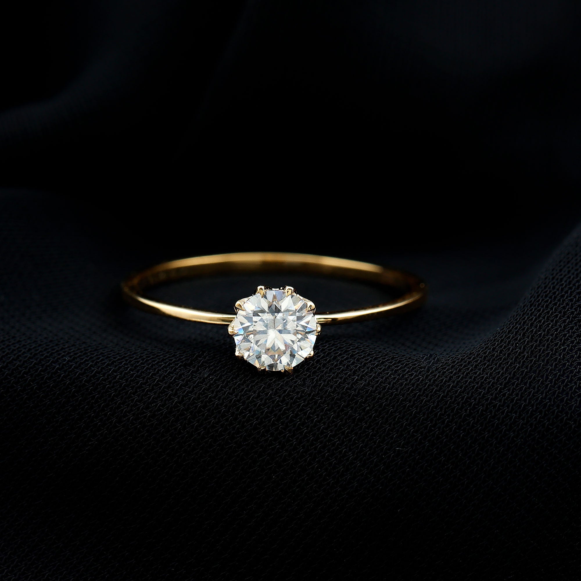 1 CT Moissanite Solitaire Ring in Lotus Basket Setting