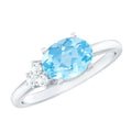 1/2 CT Oval Cut Aquamarine Promise Ring with Diamond Trio