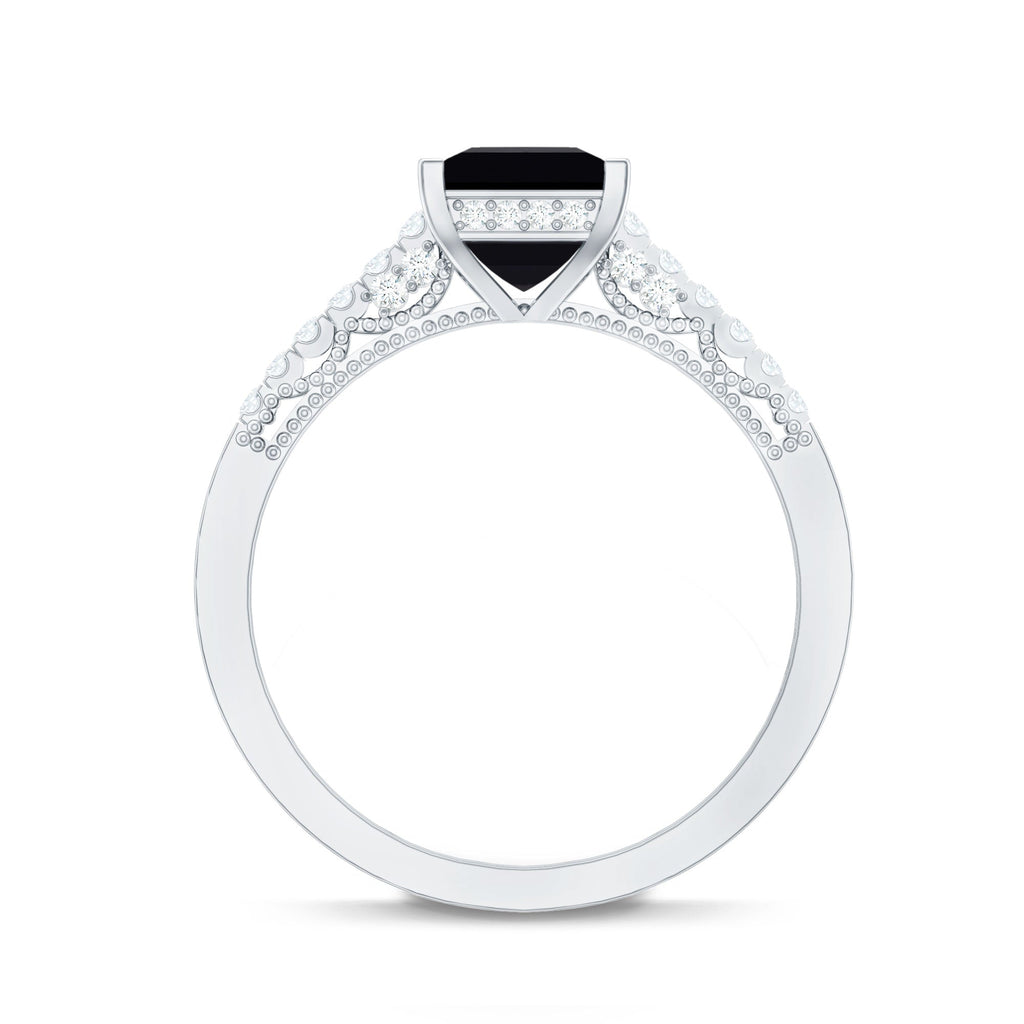 1.5 CT Solitaire Created Black Diamond Minimal Solitaire Ring with Diamond