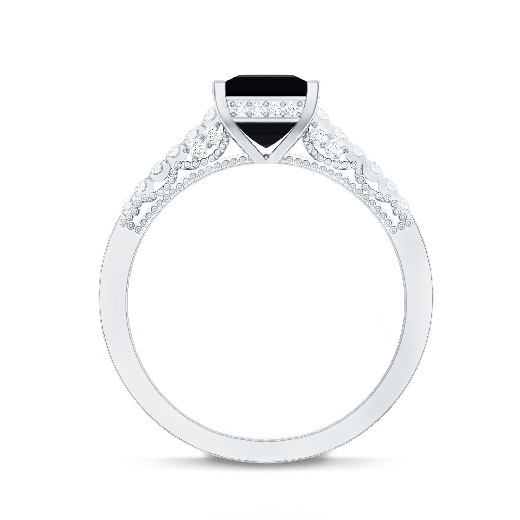 1.5 CT Solitaire Created Black Diamond Minimal Solitaire Ring with Diamond