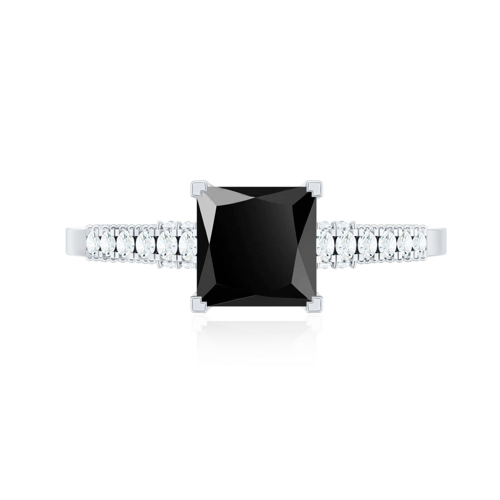 1.5 CT Solitaire Created Black Diamond Minimal Solitaire Ring with Diamond