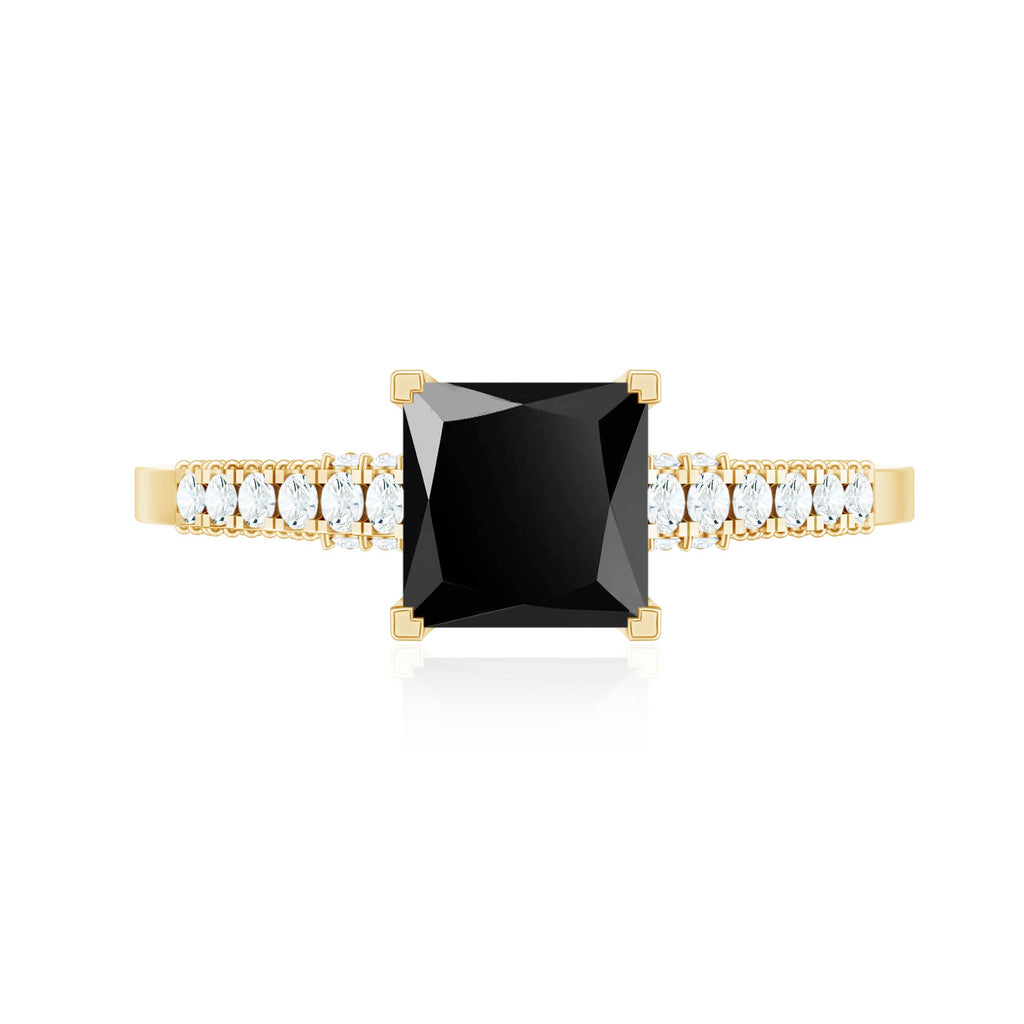 1.5 CT Solitaire Created Black Diamond Minimal Solitaire Ring with Diamond