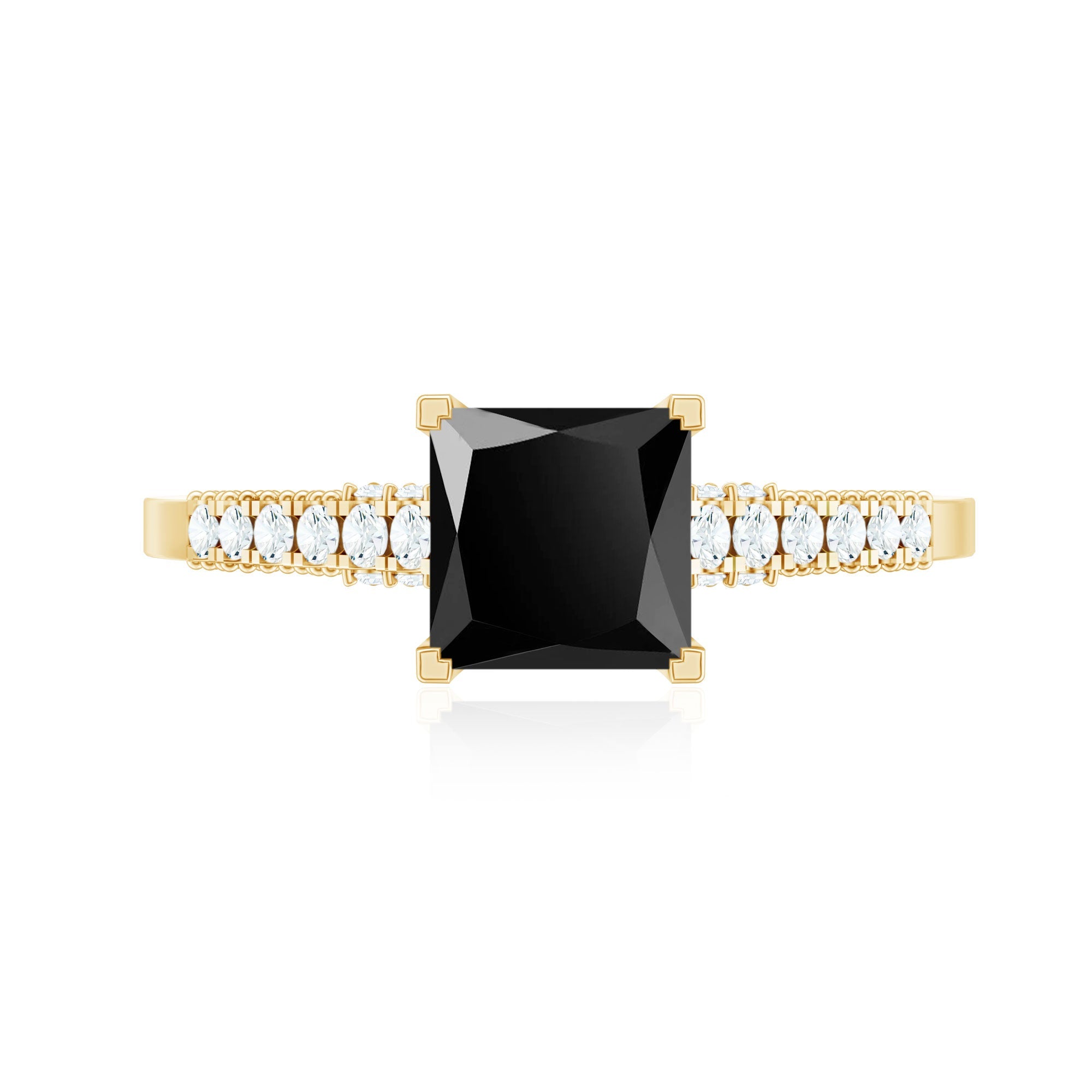 1.5 CT Solitaire Created Black Diamond Minimal Solitaire Ring with Diamond