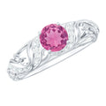3/4 CT Vintage Style Pink Tourmaline Engagement Ring with Diamond