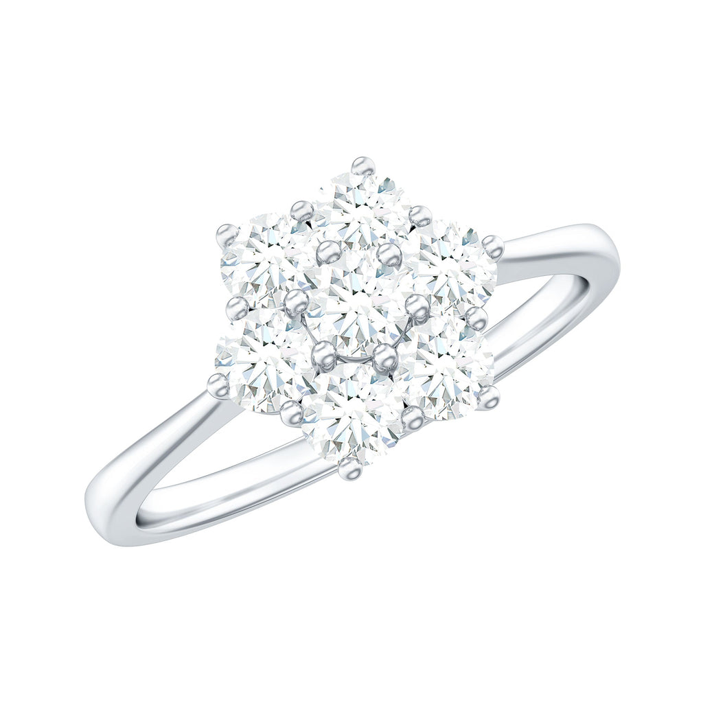 Natural Diamond Flower Cluster Engagement Ring for Women