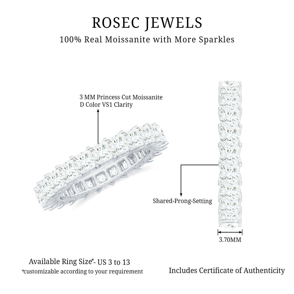 Princess Cut Moissanite Full Eternity Band Ring