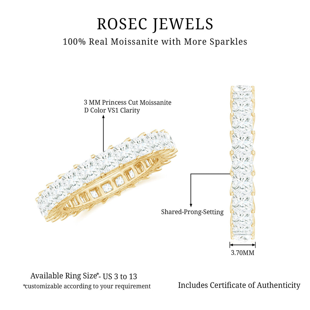 Princess Cut Moissanite Full Eternity Band Ring