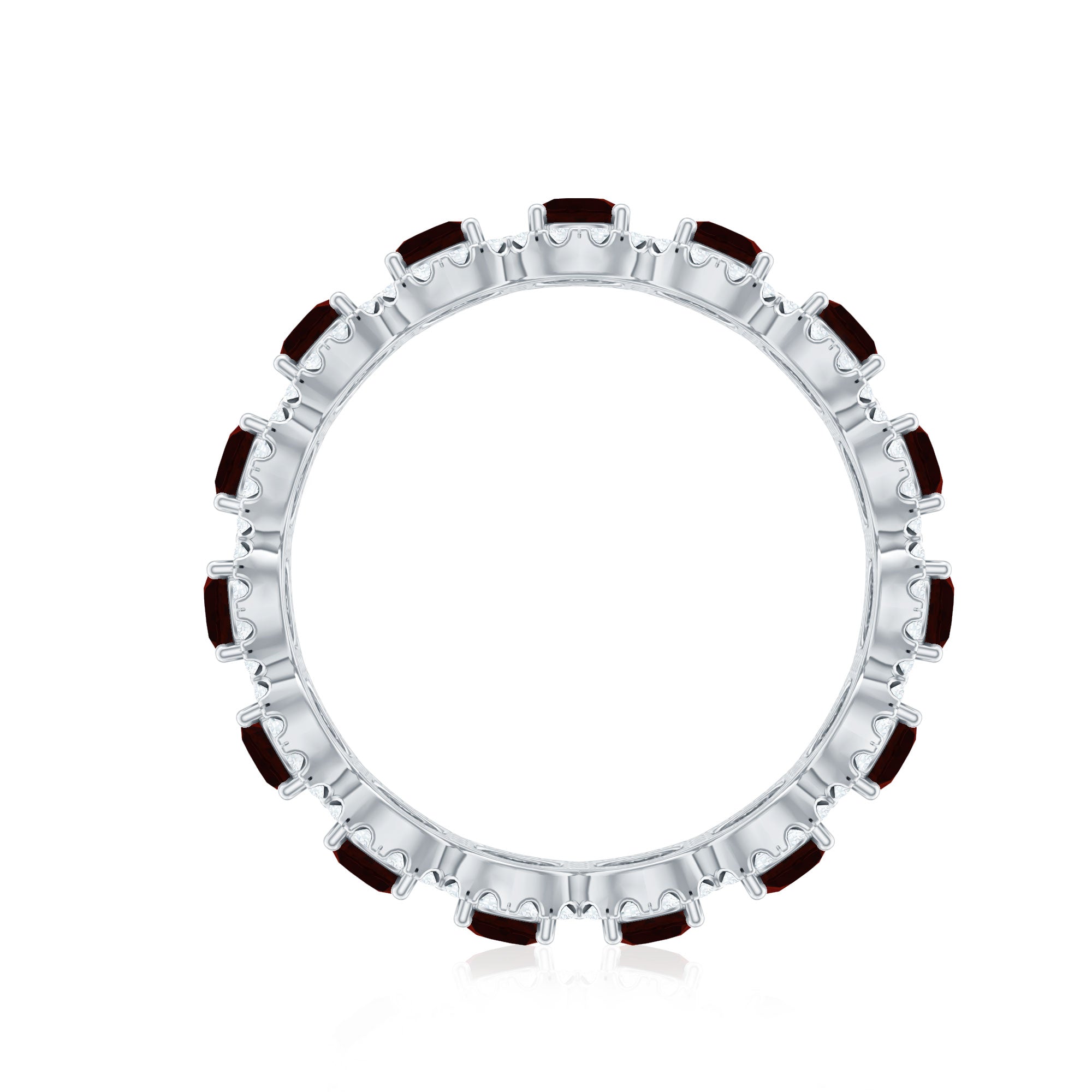 Genuine Garnet Eternity Wedding Band with Moissanite