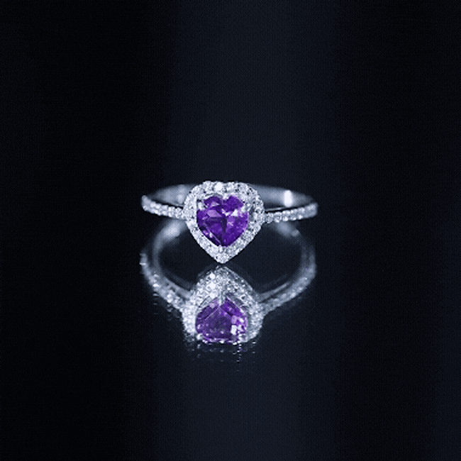 1.50 CT Heart Shape Amethyst Engagement Ring with Diamond Accent