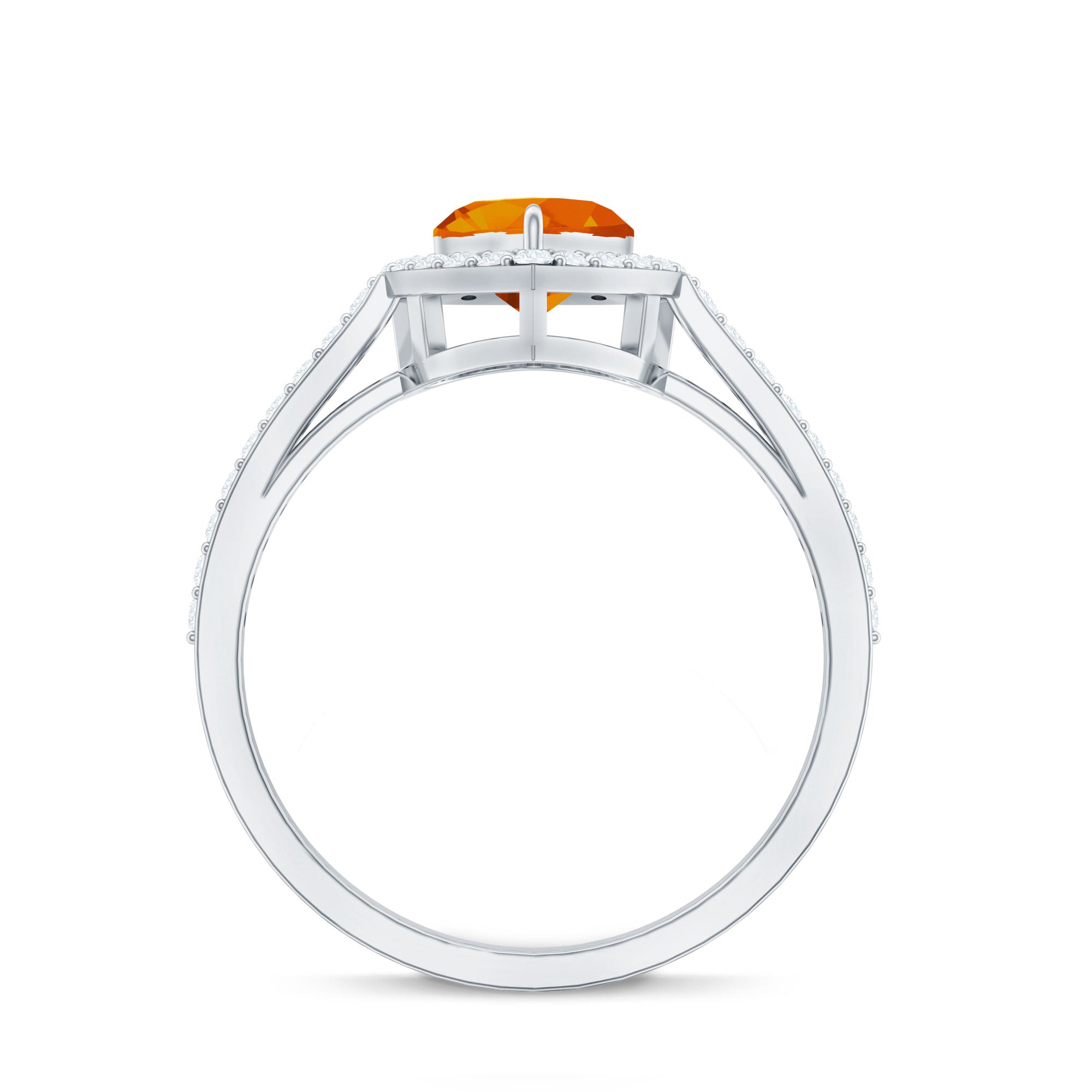 1 Carat Heart Shape Fire Opal Engagement Ring with Diamond Halo