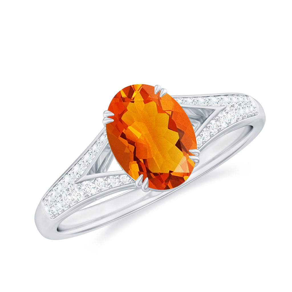 1 Carat Oval Fire Opal Engagement Ring with Diamond Split Shank