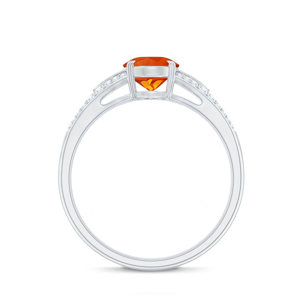 1 Carat Oval Fire Opal Engagement Ring with Diamond Split Shank