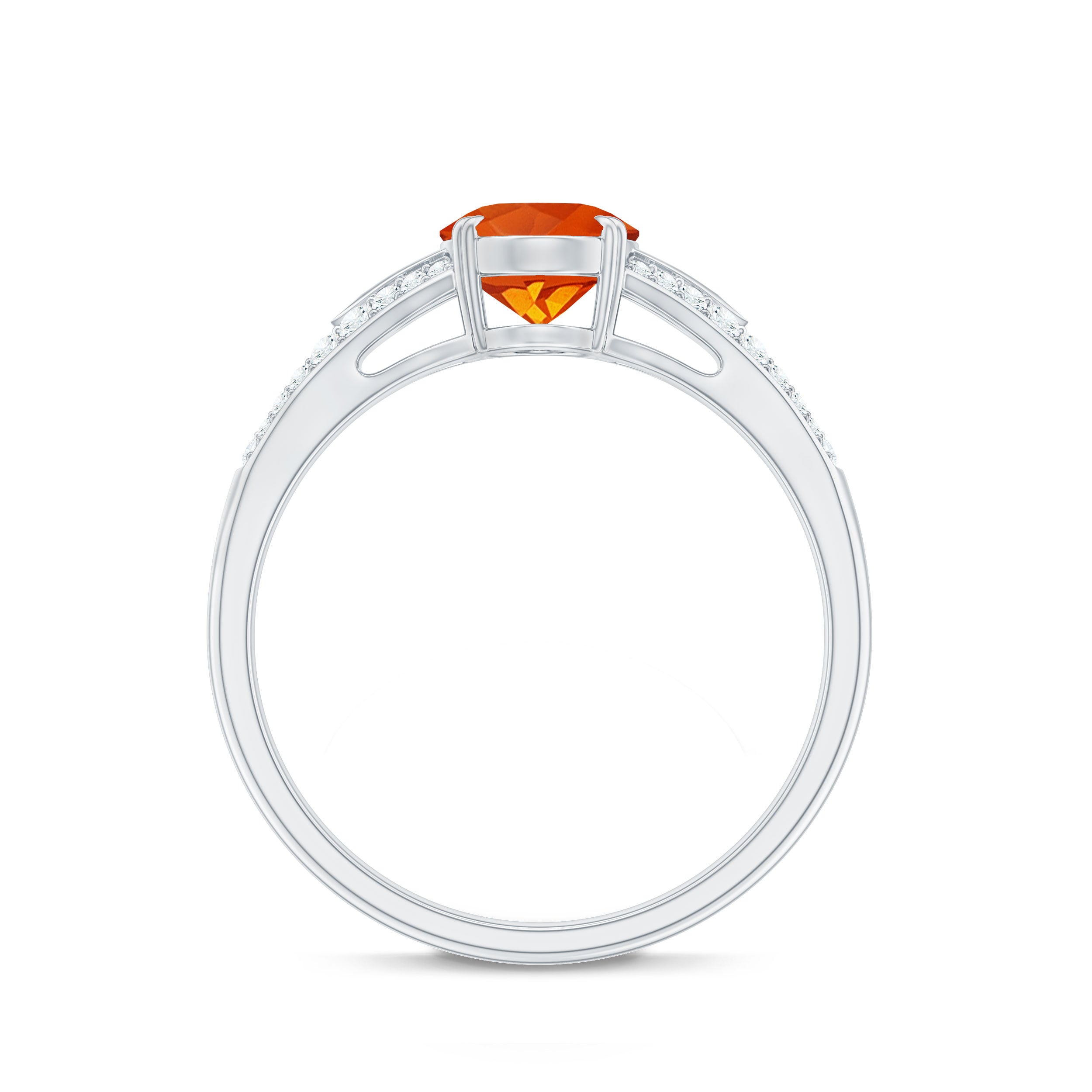 1 Carat Oval Fire Opal Engagement Ring with Diamond Split Shank
