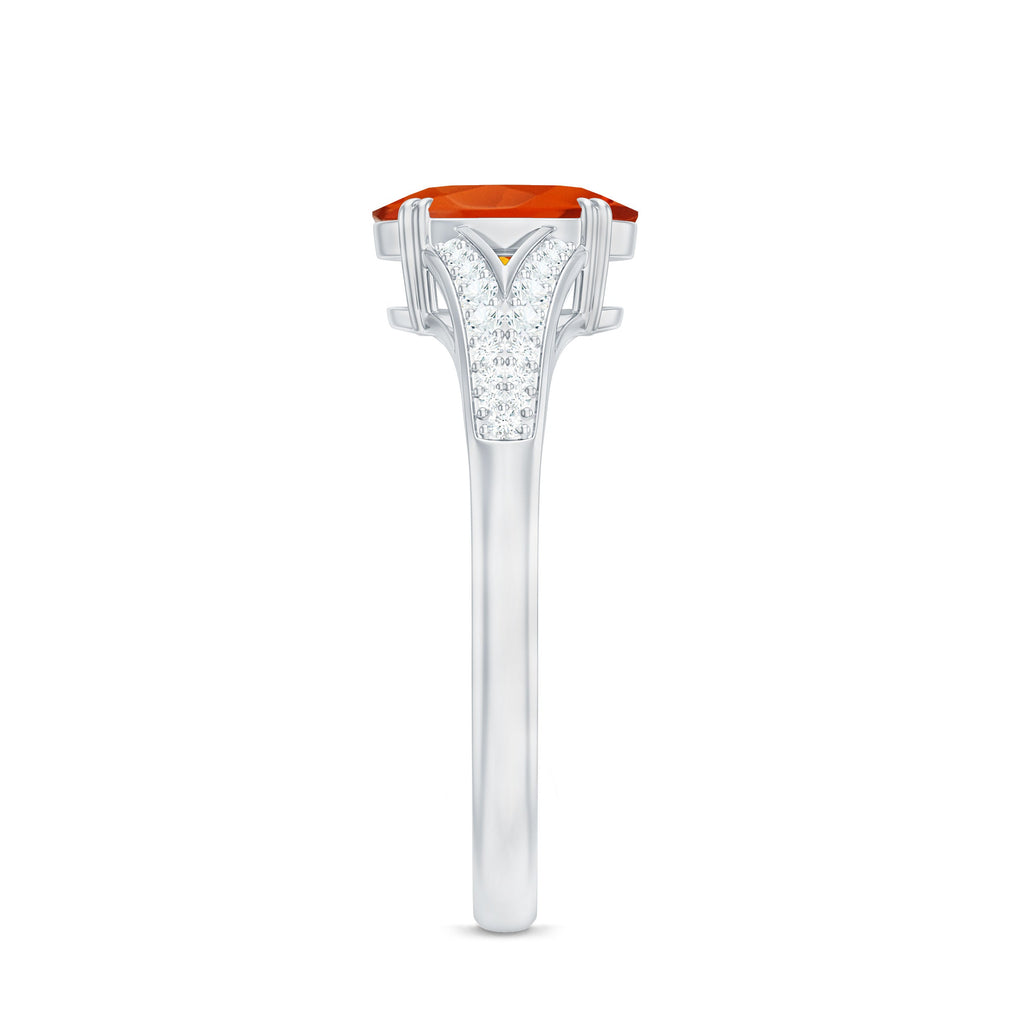 1 Carat Oval Fire Opal Engagement Ring with Diamond Split Shank