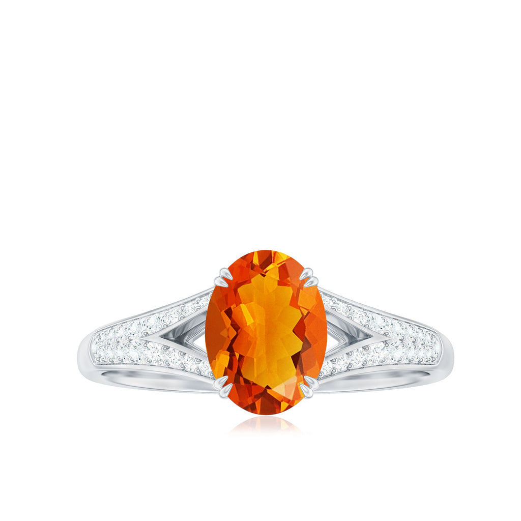 1 Carat Oval Fire Opal Engagement Ring with Diamond Split Shank