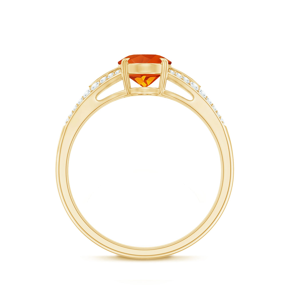 1 Carat Oval Fire Opal Engagement Ring with Diamond Split Shank