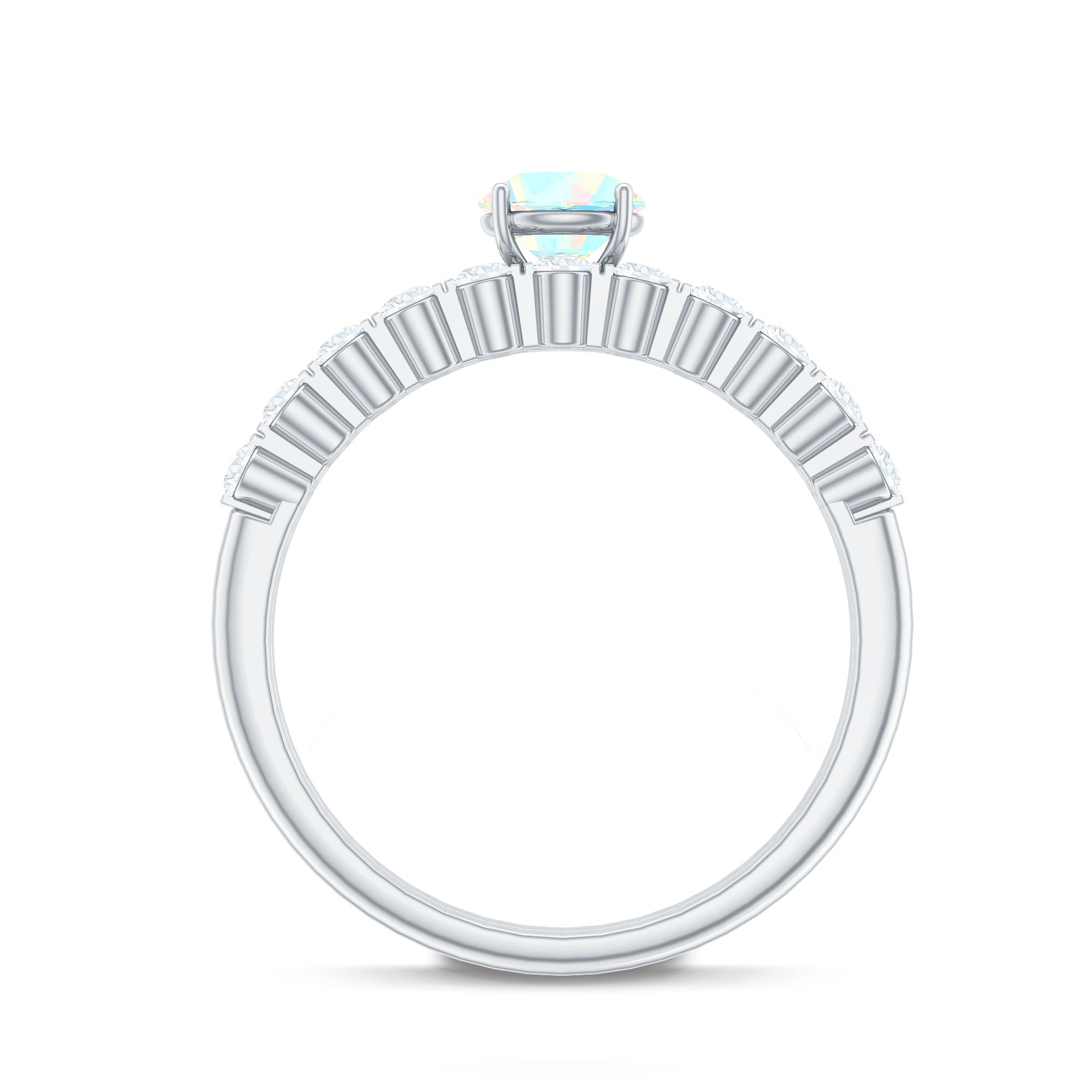 Certified Natural Ethiopian Opal Diamond Wedding Engagement Ring Set of 2