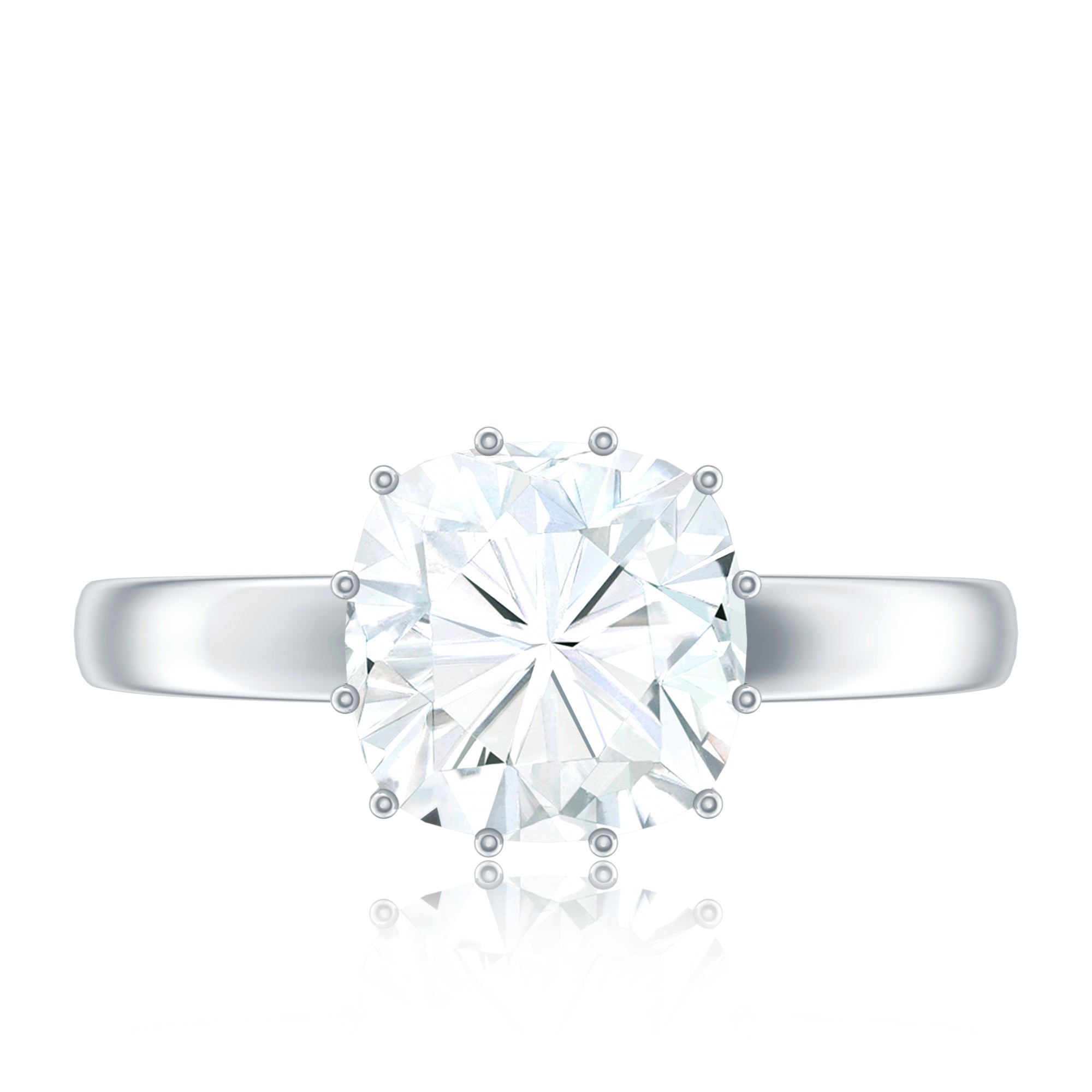 Certified 8 MM Cushion Cut Moissanite Solitaire Engagement Ring