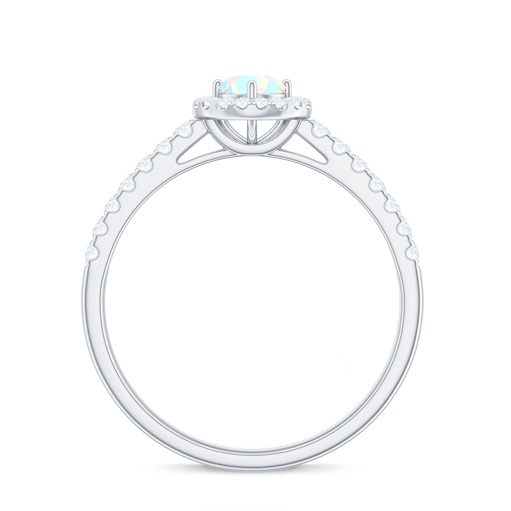 Natural Ethiopian Opal Diamond Engagement Ring with Halo