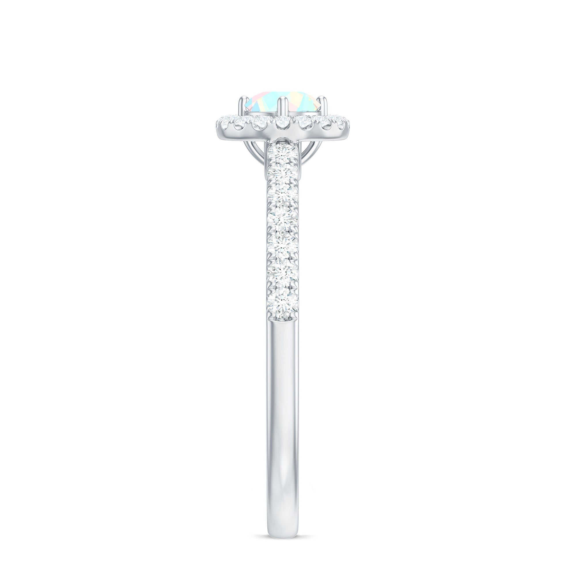 Natural Ethiopian Opal Diamond Engagement Ring with Halo