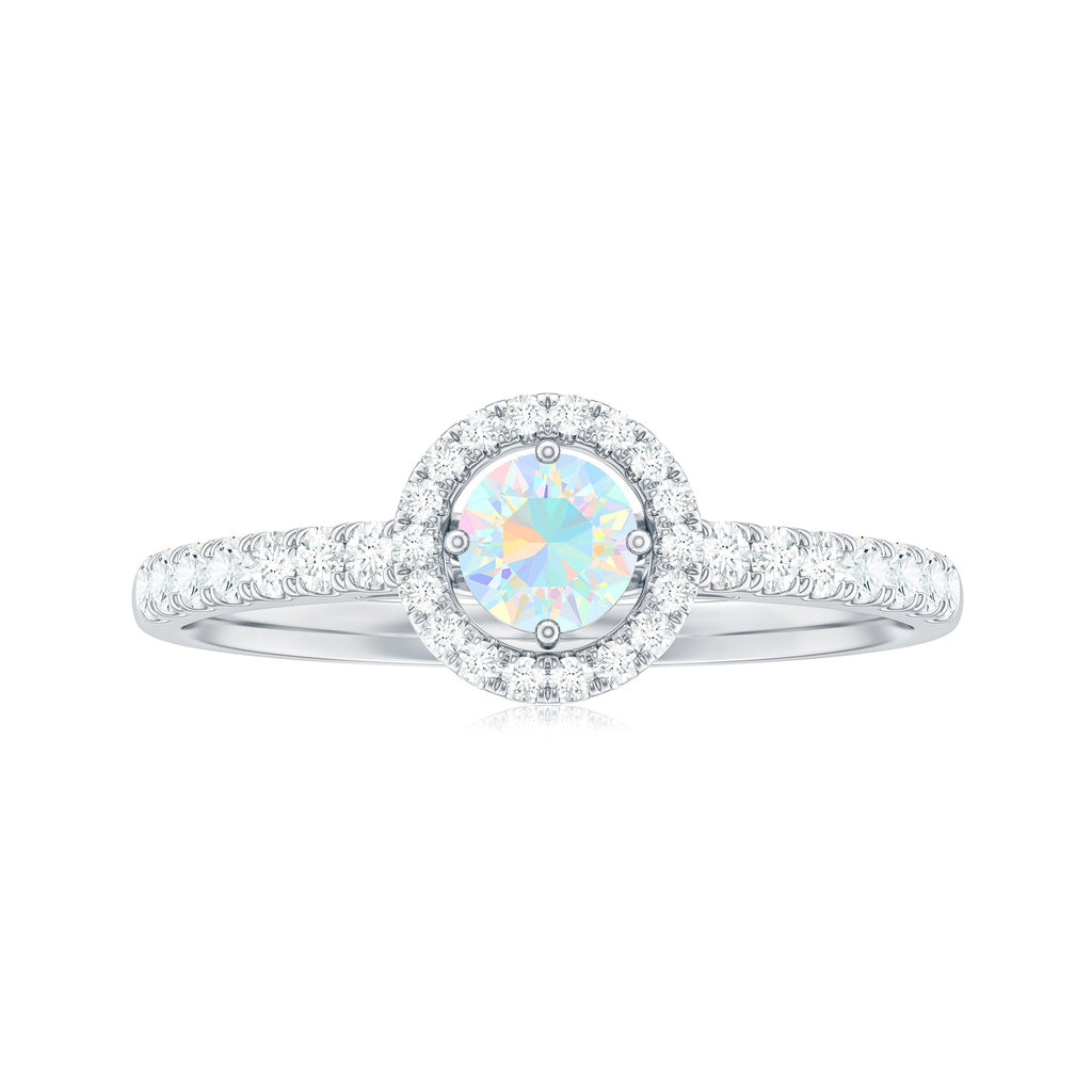 Natural Ethiopian Opal Diamond Engagement Ring with Halo