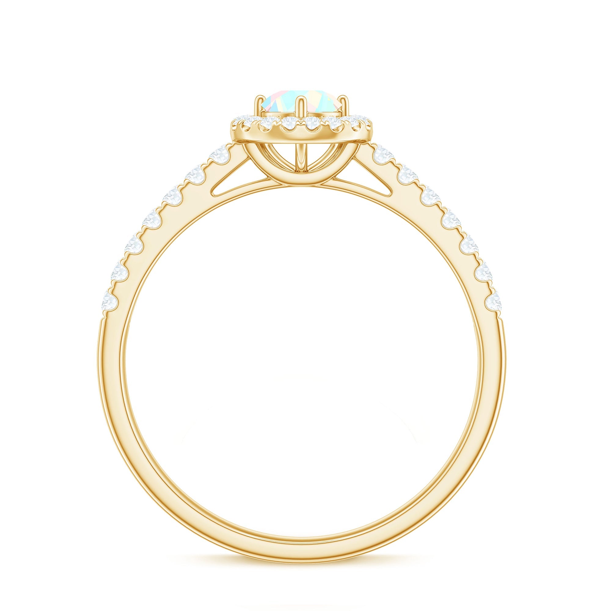 Natural Ethiopian Opal Diamond Engagement Ring with Halo