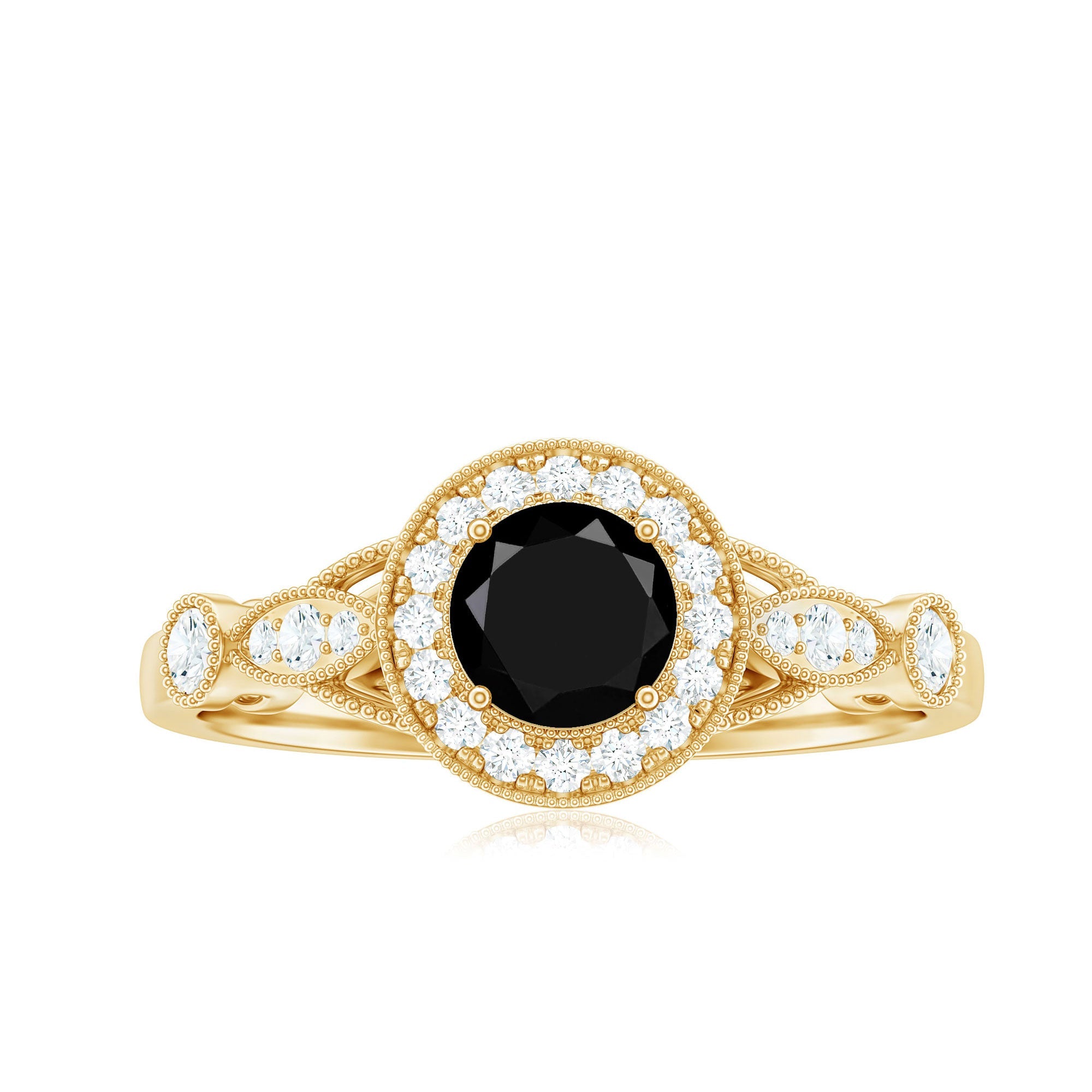 Vintage Inspired Black Onyx and Diamond Engagement Ring